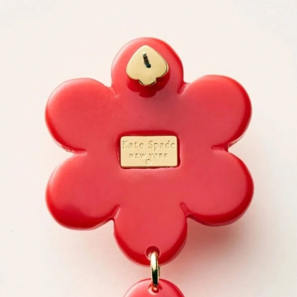 Kate Spade Red Floral Linear Dangle‎ Earrings Limited Edition NIB
